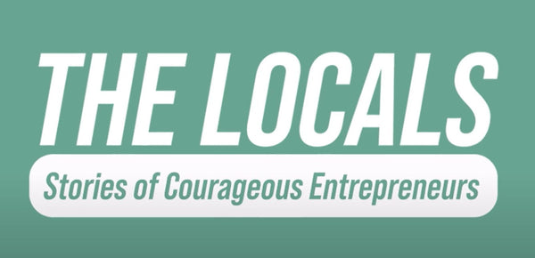 The Locals logo with tagline "Stories of Courageous Entrepreneurs" on green background