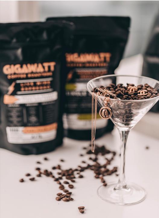 Single Origin Coffee Beans in Martini Glass.
