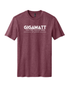 Front view of Gigawatt Coffee logo tee in Heathered Cardinal, screen printed on soft cotton/poly blend.