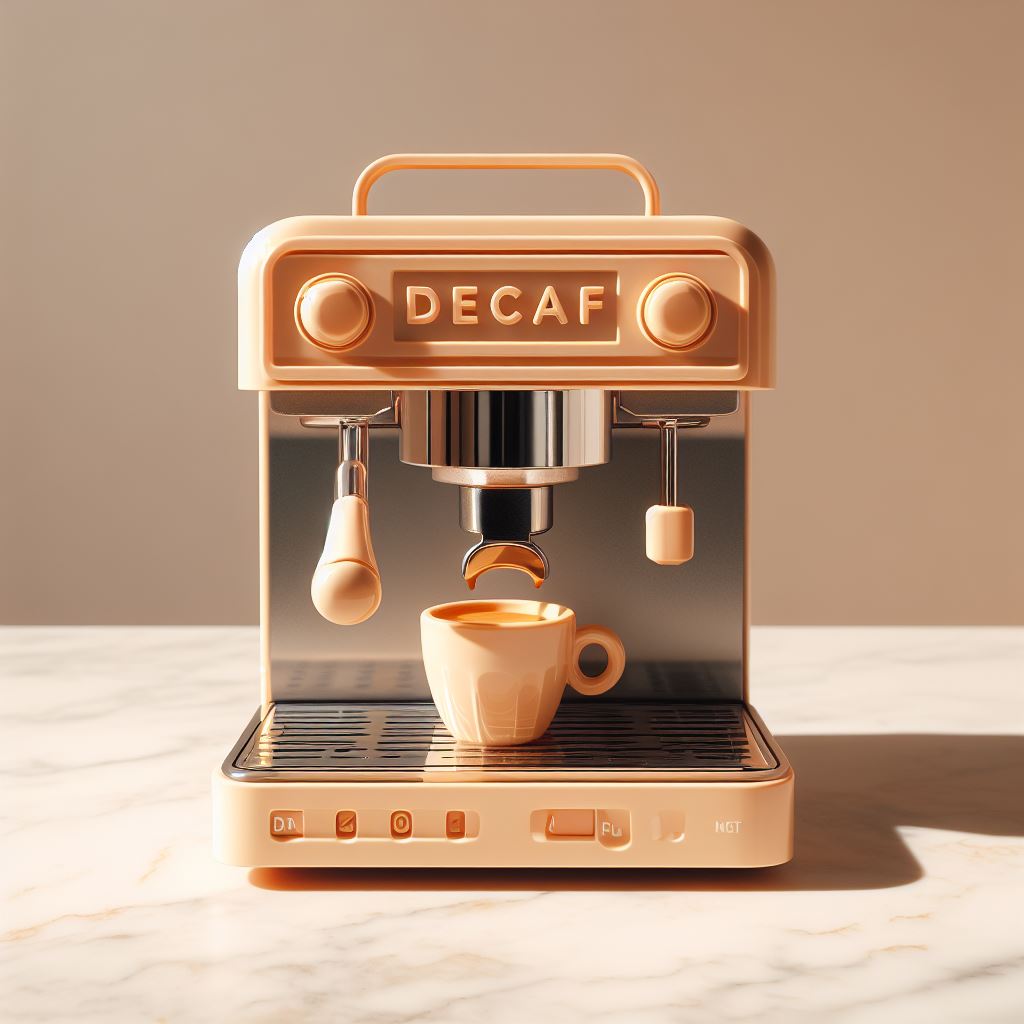 An Orange Decaf Espresso Machine.