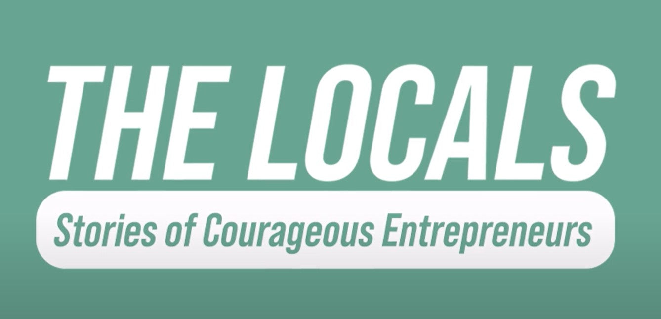 The Locals logo with tagline "Stories of Courageous Entrepreneurs" on green background