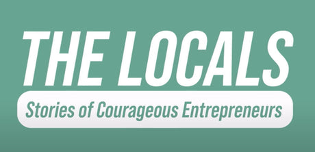 The Locals logo with tagline "Stories of Courageous Entrepreneurs" on green background