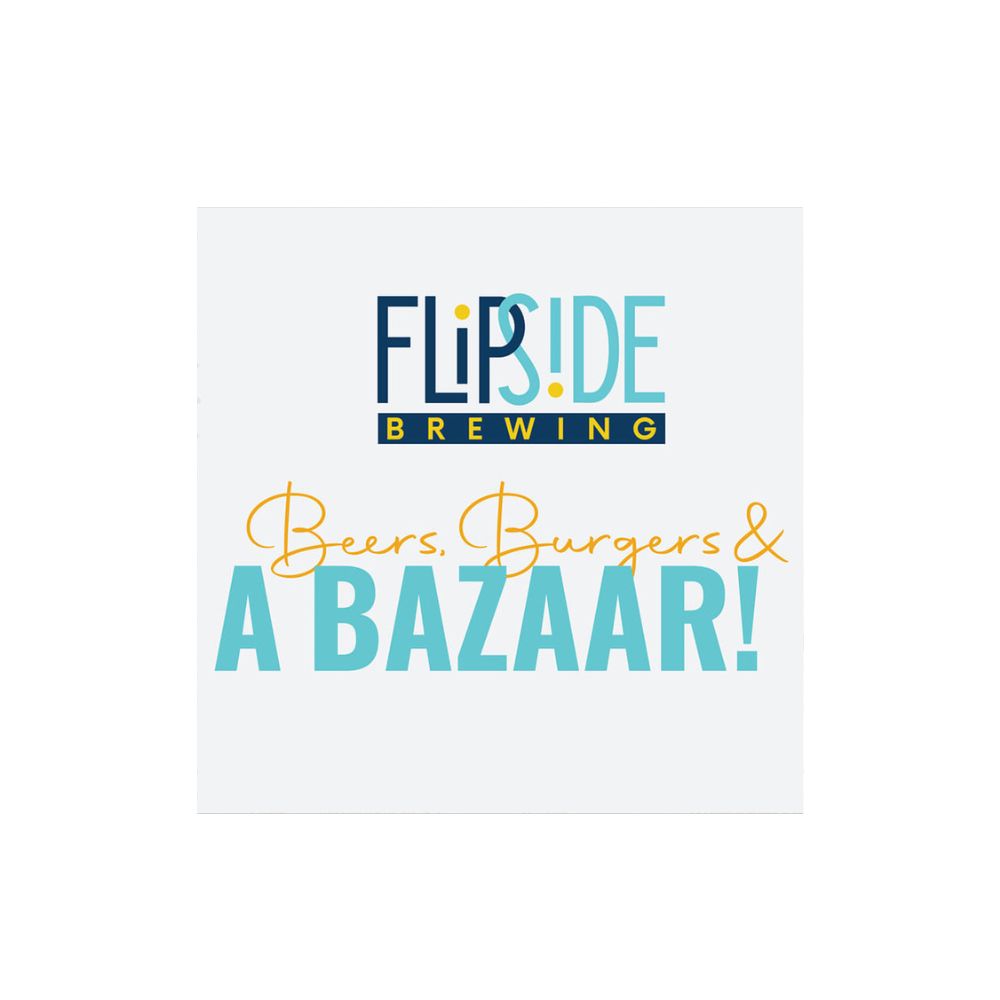 Flipside Spring Bazaar April 27, 2025 event logo with Flipside Brewing branding and logo from Tinley Park, IL.