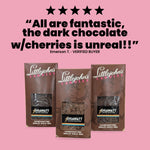 Verified five-star customer review of the Gigawatt and Littlejohn's Candies coffee chocolate bar collection, three 3 oz bars