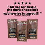 Verified five-star customer review of the Gigawatt and Littlejohn's Candies coffee chocolate bar collection, three 3 oz bars