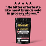 Gigawatt Coffee Costa Rican Tarrazu five star customer review: No bitter aftertaste like most brands sold in grocery stores