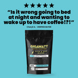 Verified five-star customer review of Gigawatt Kite and Key Blend, shown with the 10 oz bag