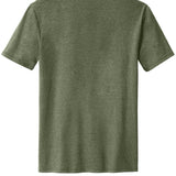 Back view of Gigawatt Coffee logo tee in Heathered Olive with no print, cotton/poly blend fabric
