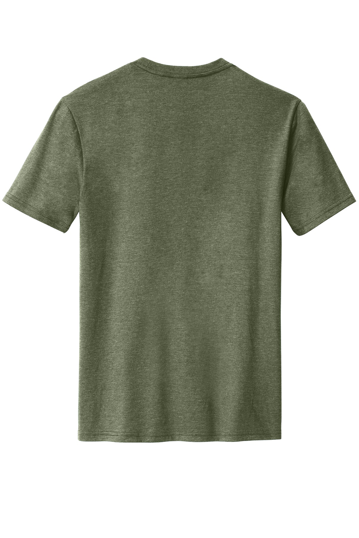 Back view of Gigawatt Coffee logo tee in Heathered Olive with no print, cotton/poly blend fabric