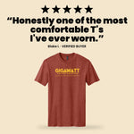 Verified five-star customer review of the Gigawatt Coffee Roasters unisex heathered cotton logo tee