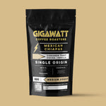 Gigawatt Coffee Mexican Chiapas Coffee, single origin medium roast with smooth cinnamon toast, vanilla, and cacao notes. 10 oz.