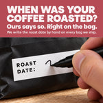 Gigawatt Coffee Organic Ethiopian Guji - we write the roast date by hand on every bag we ship, so you never guess how long it sat on a shelf.