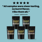 Verified five-star customer review of the Gigawatt Coffee Sampler, five 3 oz pouches