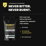Gigawatt Coffee Sigri Estate Peaberry guarantee - never bitter, never burnt. No hoops, no sending anything back, no runaround.