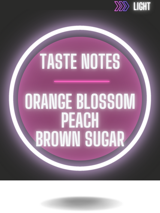 Taste notes of Gigawatt Costa Rican Tarrazu, Single Origin Coffee, Orange Blossom, Peach, Brown Sugar.