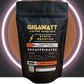 Black bag of Gigawatt Static Resistor Decaf Water Processed Coffee, Dark Roast.